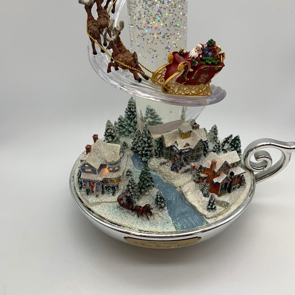 Bradford Exchange Thomas Kinkade Warm Glow of Christmas Candle Centerpiece Works - Picture 4 of 16